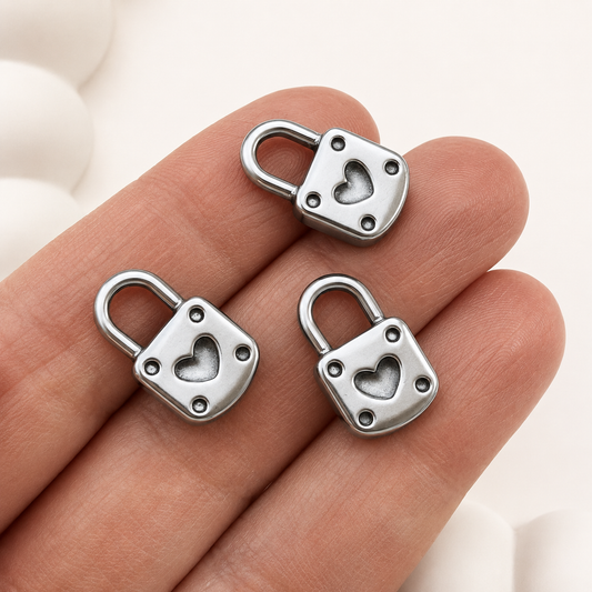 Heart Cutout Padlock Charm - 18mm