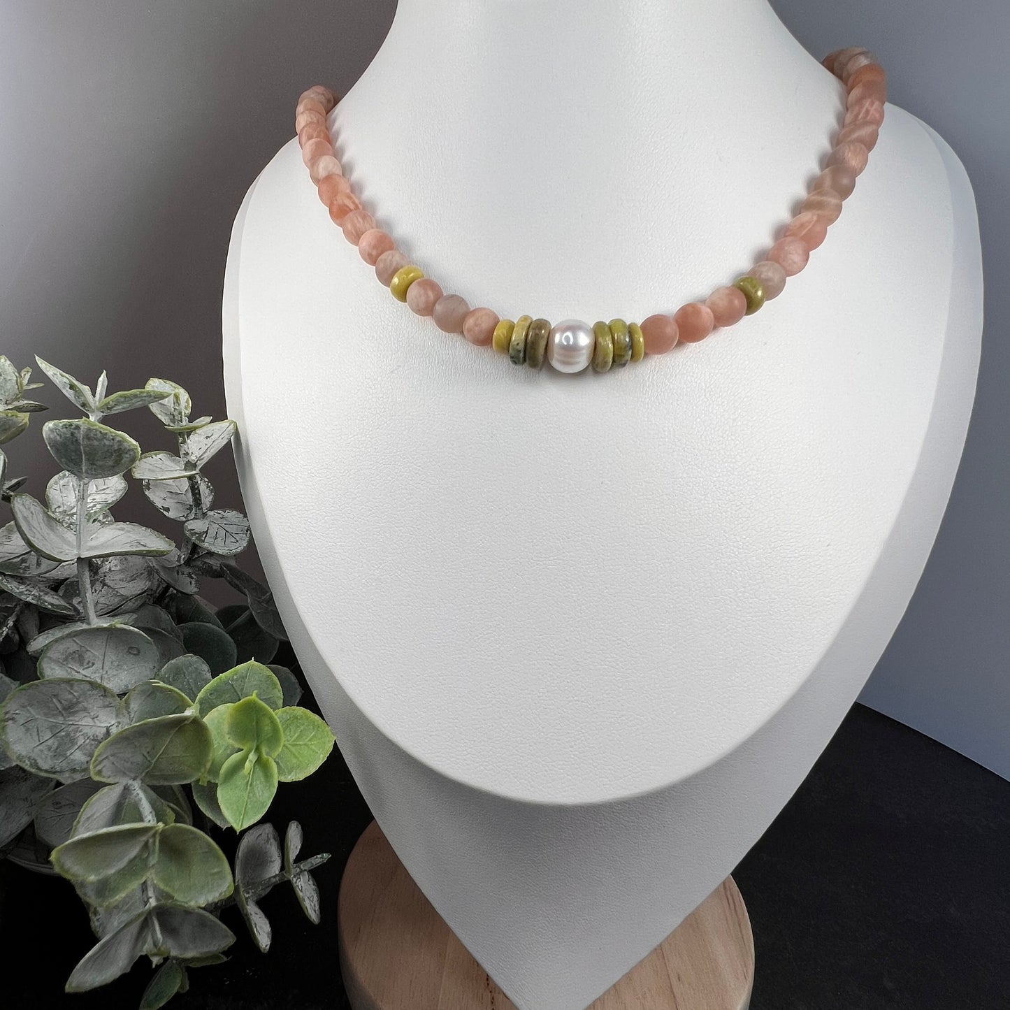 Blush Moonstone Beaded Necklace