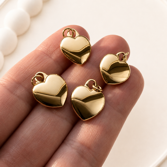 Real 14K Gold Heart Charm - 316 Surgical Steel