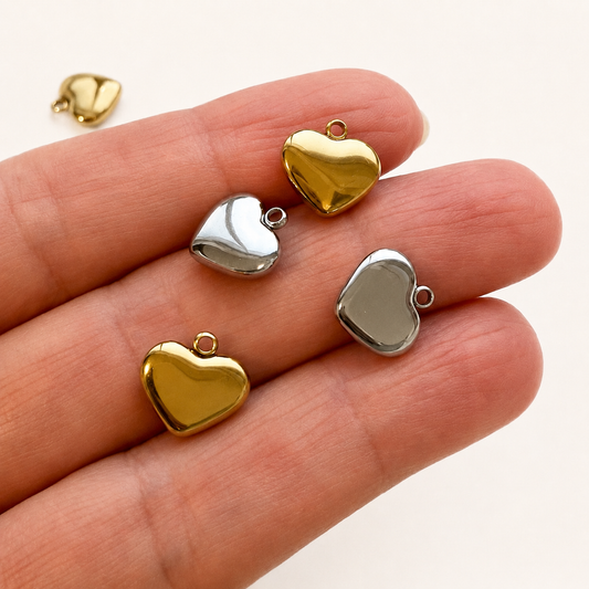 Classic Petite Puffy Heart Charm β 11mm