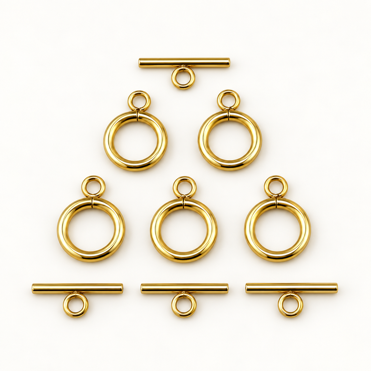 18K Gold Small Round Toggle Clasp Set - 16mm