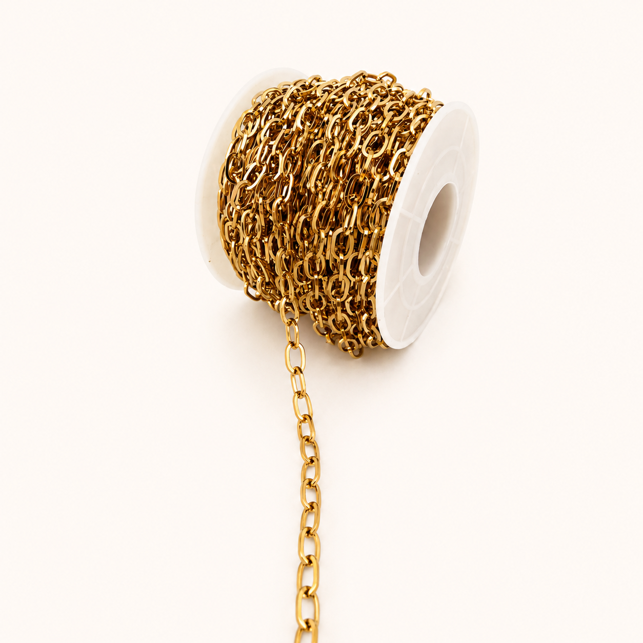 18K Gold Flat Oval Cable Chain - 6.6x4mm (By the Foot)