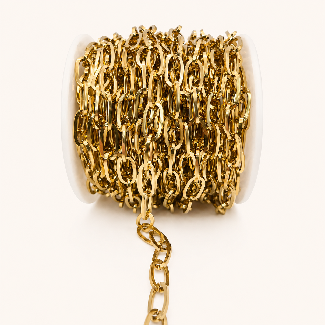 18K Gold Oval Cable Link Chain - 12x6mm