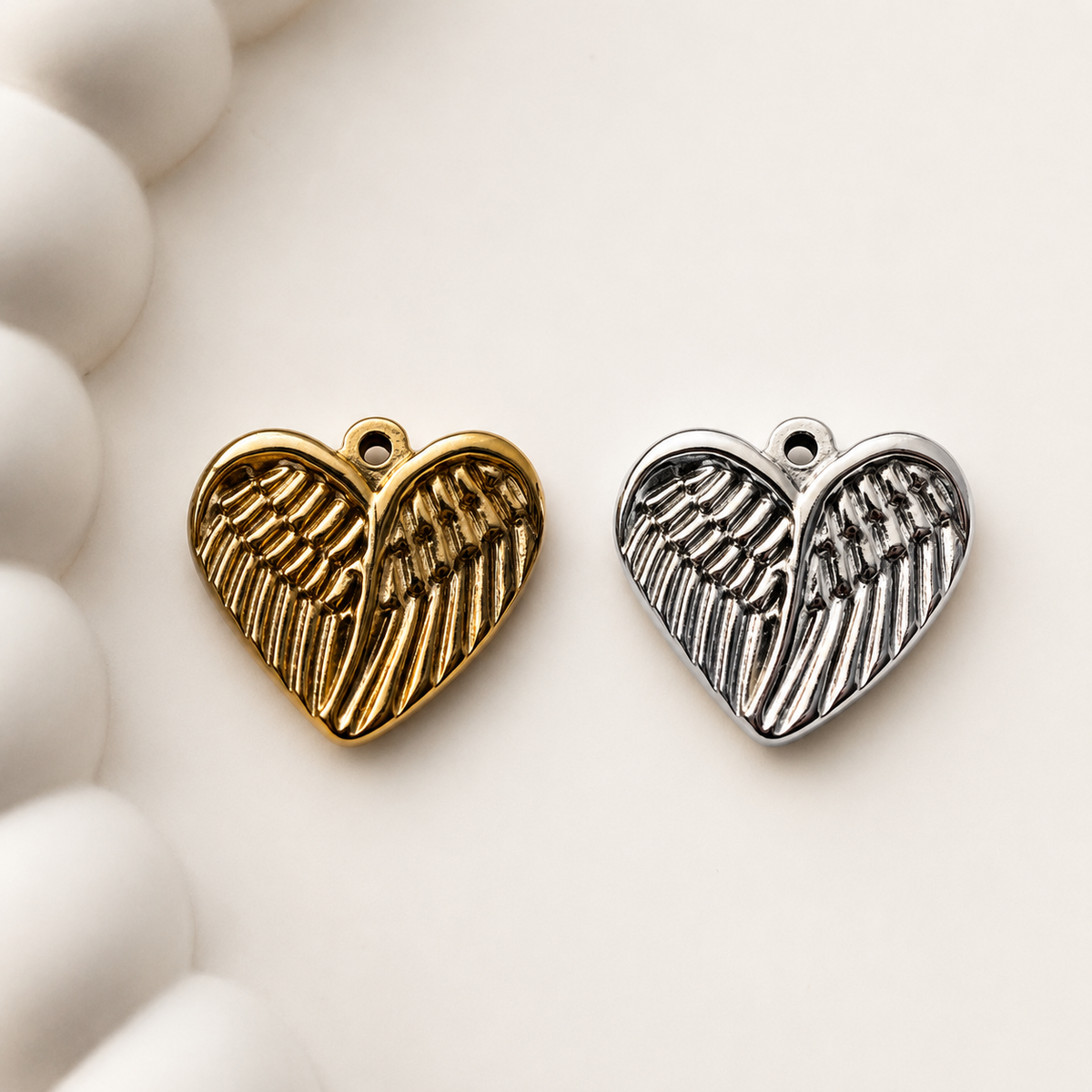 18mm Heart Wing Charm - 18k Gold PVD & Silver Finishes