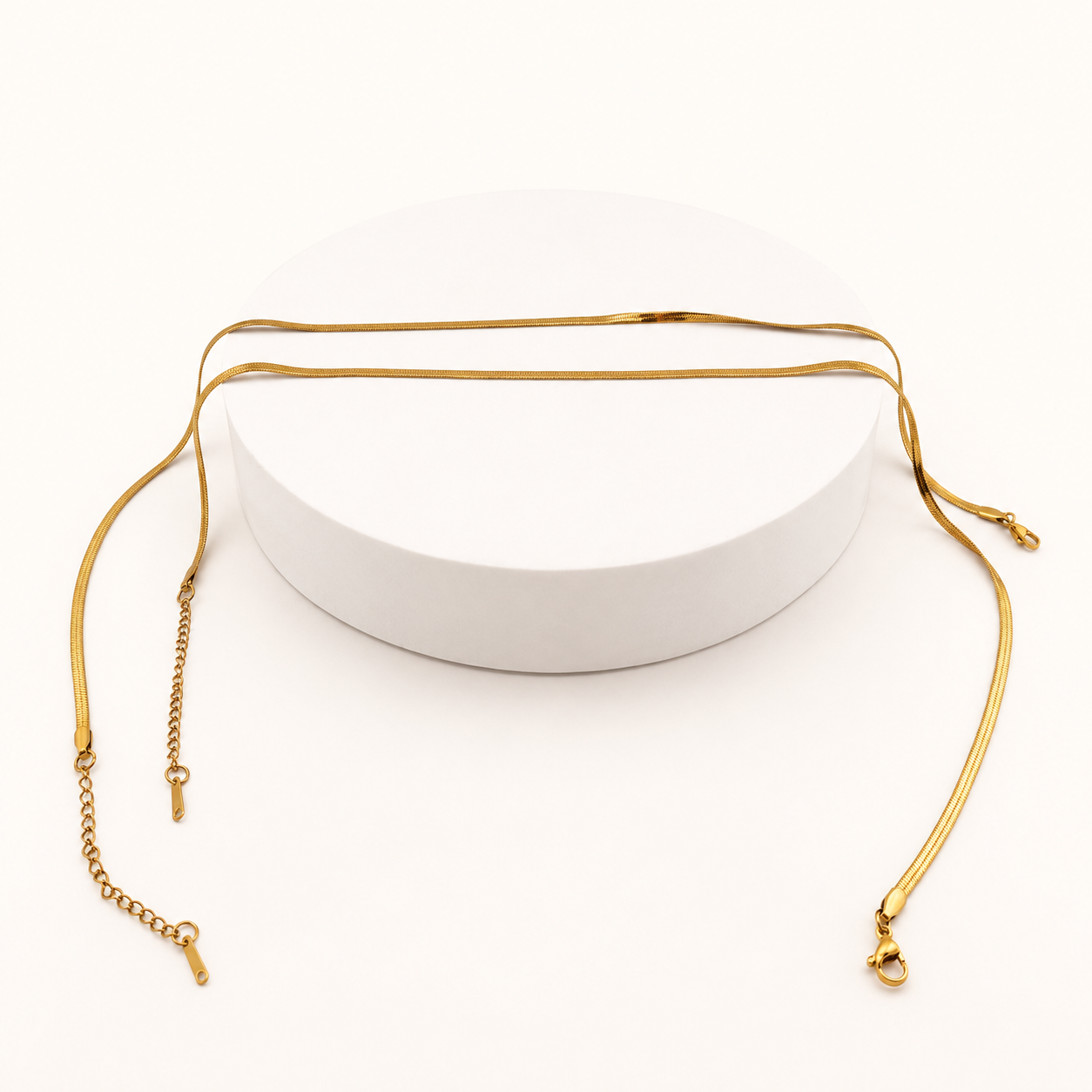 18K Gold 3mm Flat Snake Chain Necklace - 16.5"