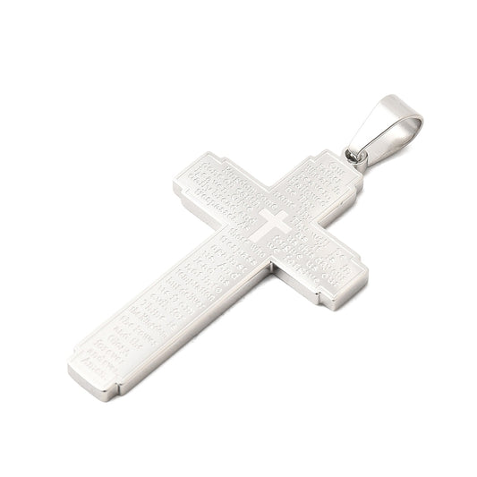 Lord’s Prayer Statement Cross Pendant - 49.5 x 28x 2.5mm