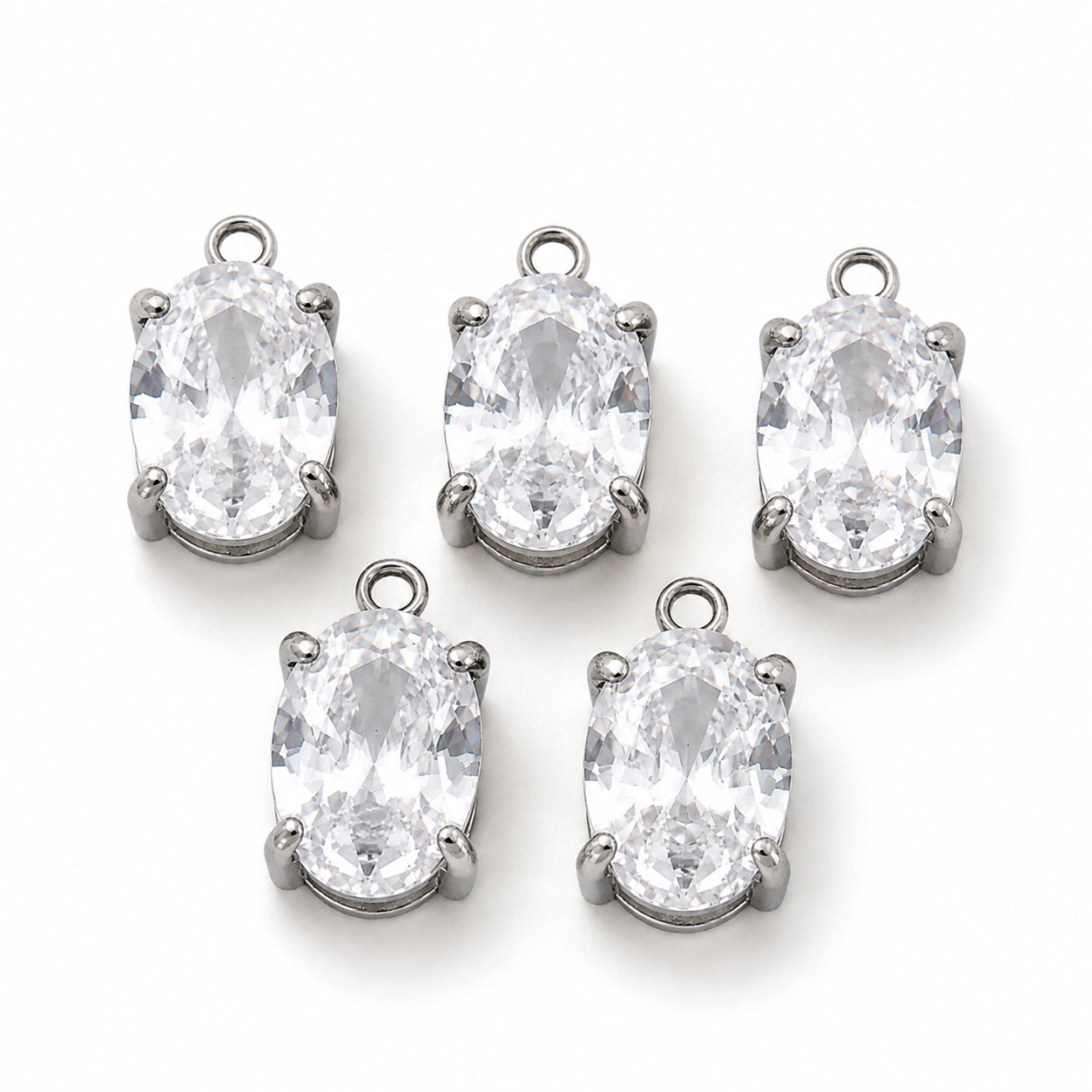 Oval Cubic Zirconia Charm – Multiple Sizes