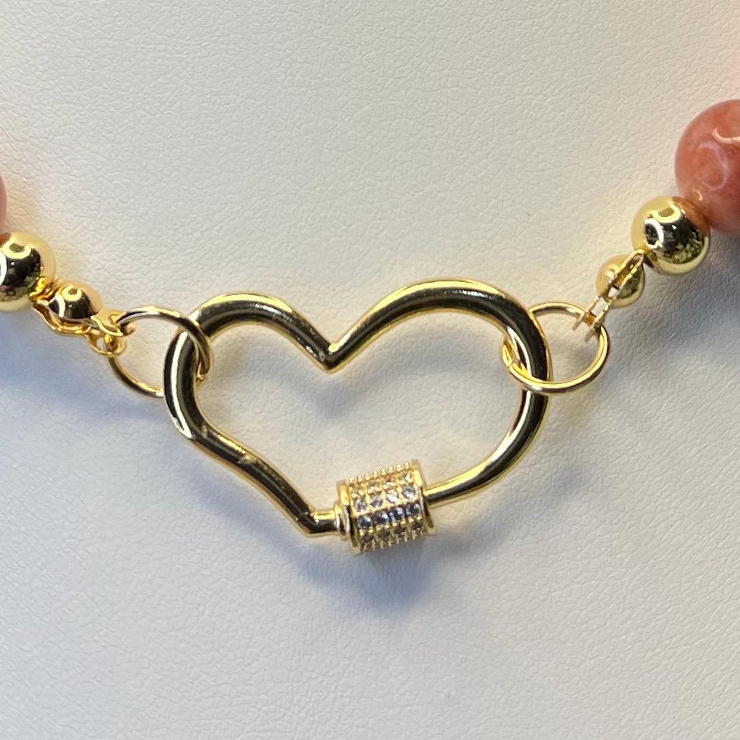 Sunstone Heart Carabiner Necklace