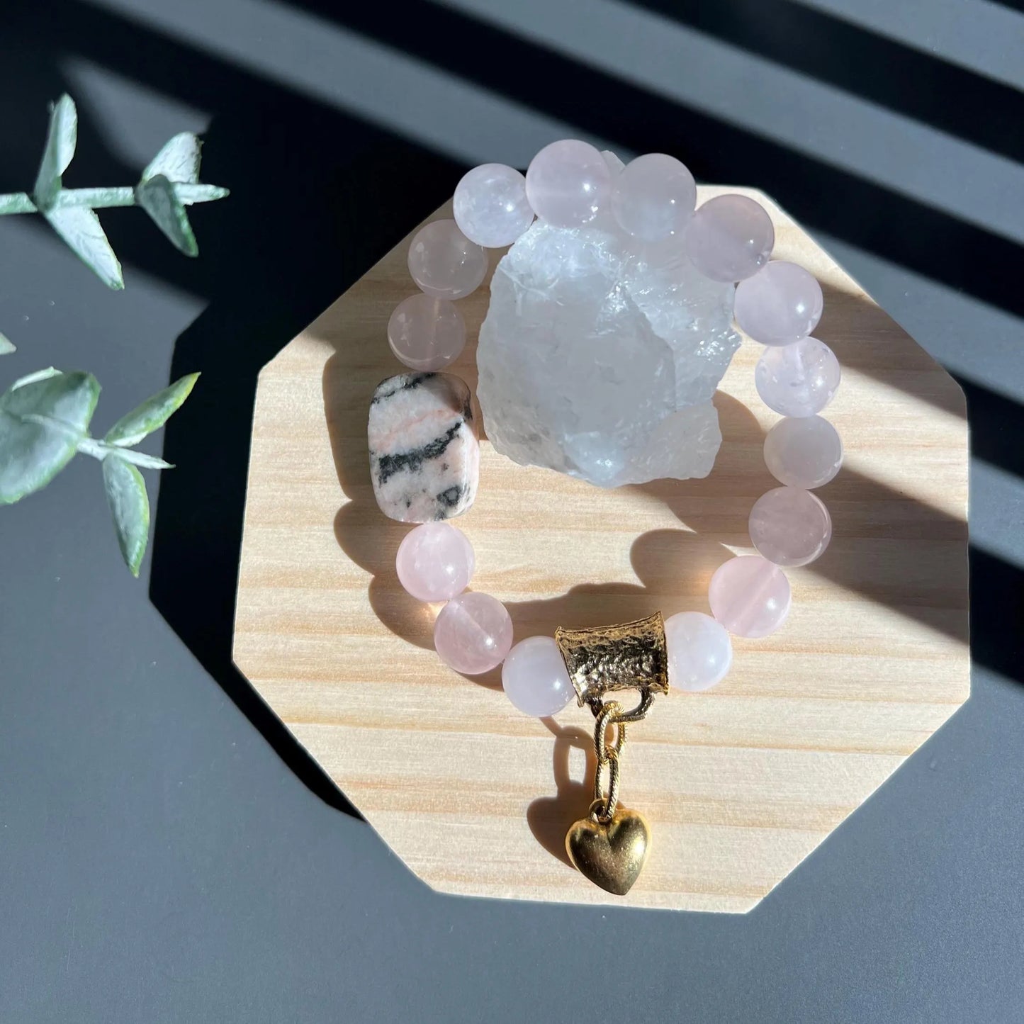 Rose Quartz & Pink Zebra Jasper Bracelet