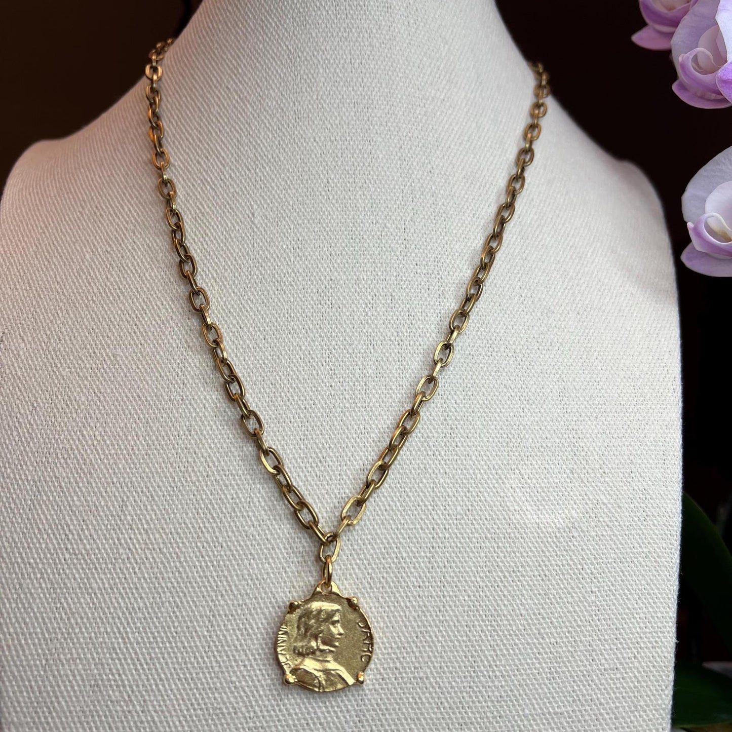 Verona Antiqued Coin Necklace
