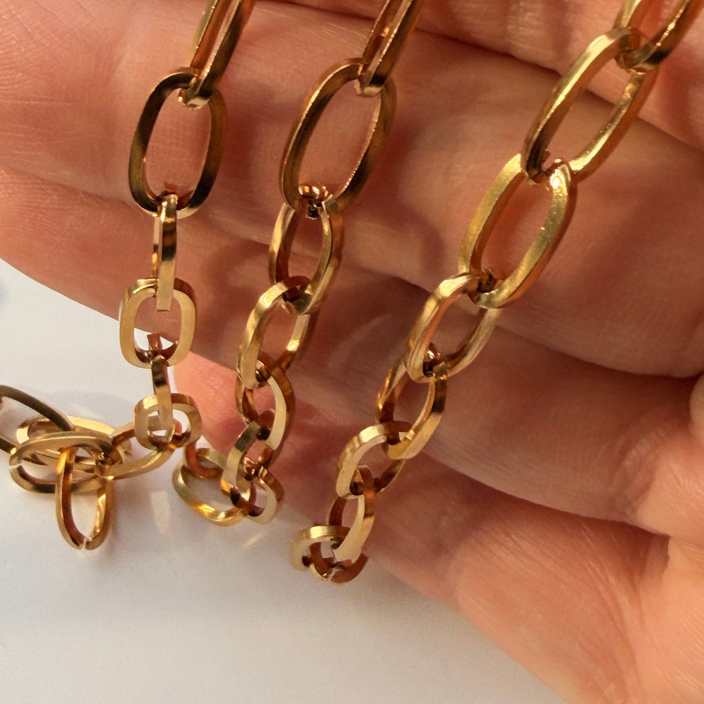 18K Gold Oval Cable Link Chain - 12x6mm