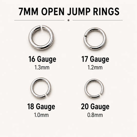 7mm Open Jump Rings - Multiple Gauge Options