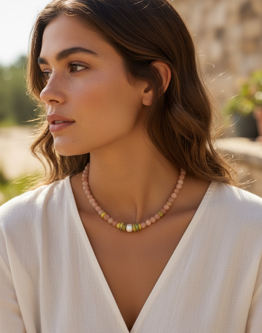 Blush Moonstone Beaded Necklace