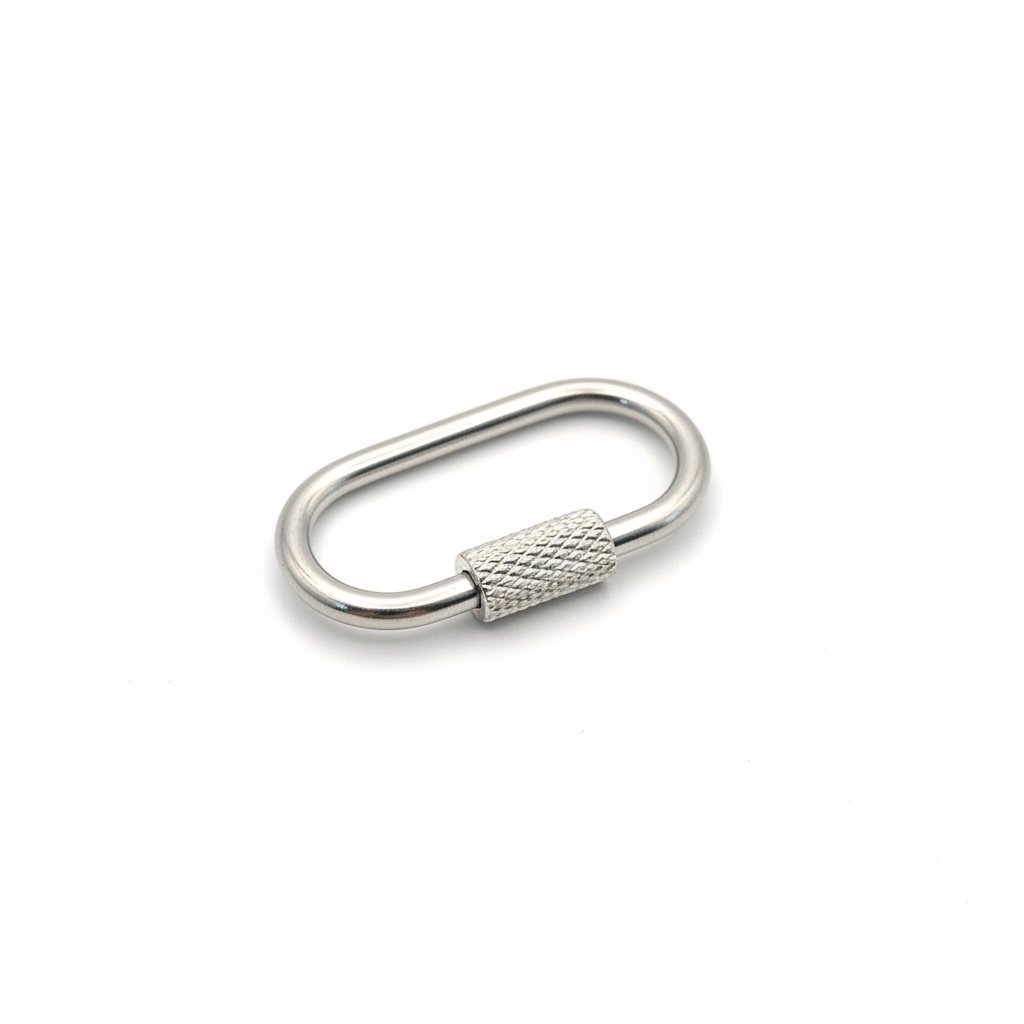 26mm Stainless Steel Oval Textured Screw Carabiner – Gold & Silver Finishes