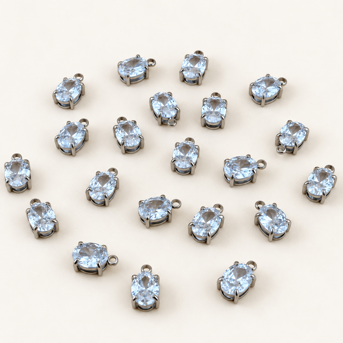 Oval Cubic Zirconia Charm – Multiple Sizes