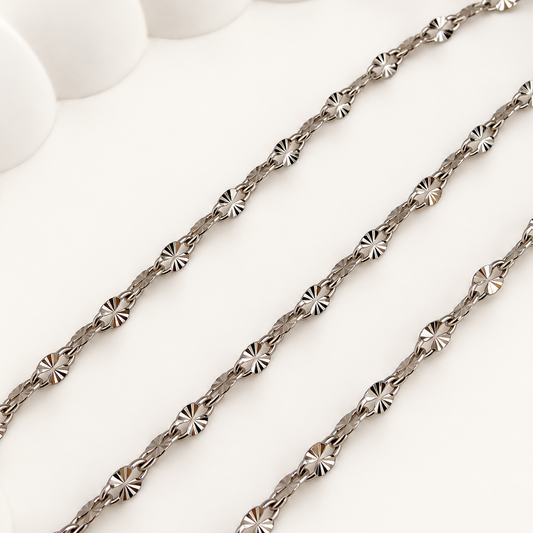 Petite Faceted Oval Cable Chain – 4.5mm (By the Foot)