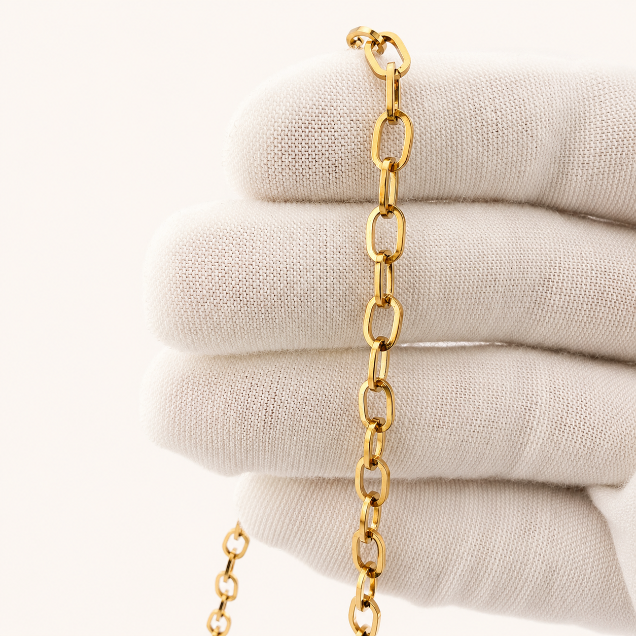 18K Gold Flat Oval Cable Chain - 6.6x4mm