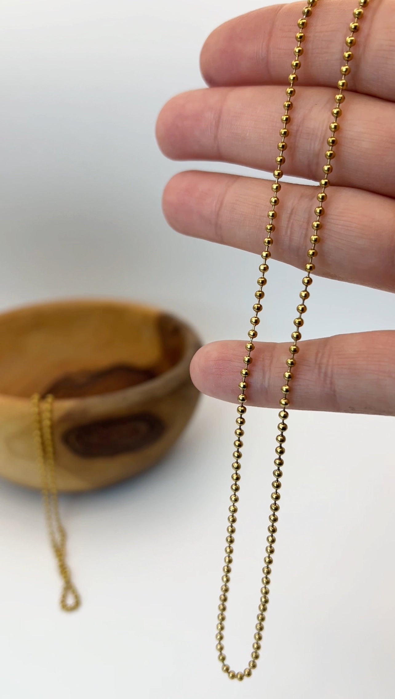 18K Gold PVD 2mm Ball Chain Necklace - 15.75"