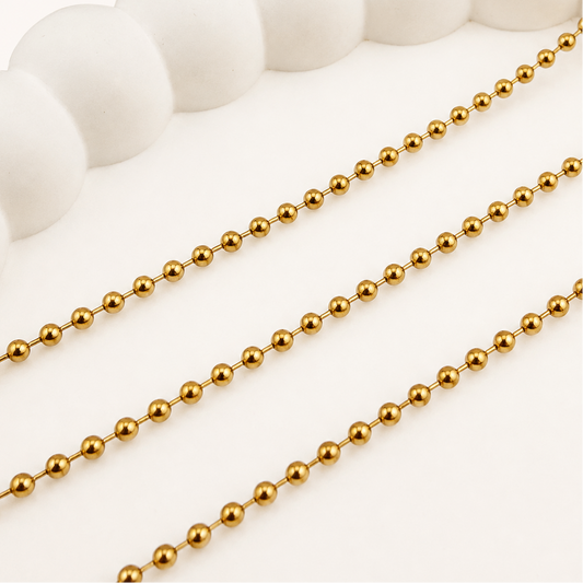Gold Ball Chain - 2mm (By the Foot)