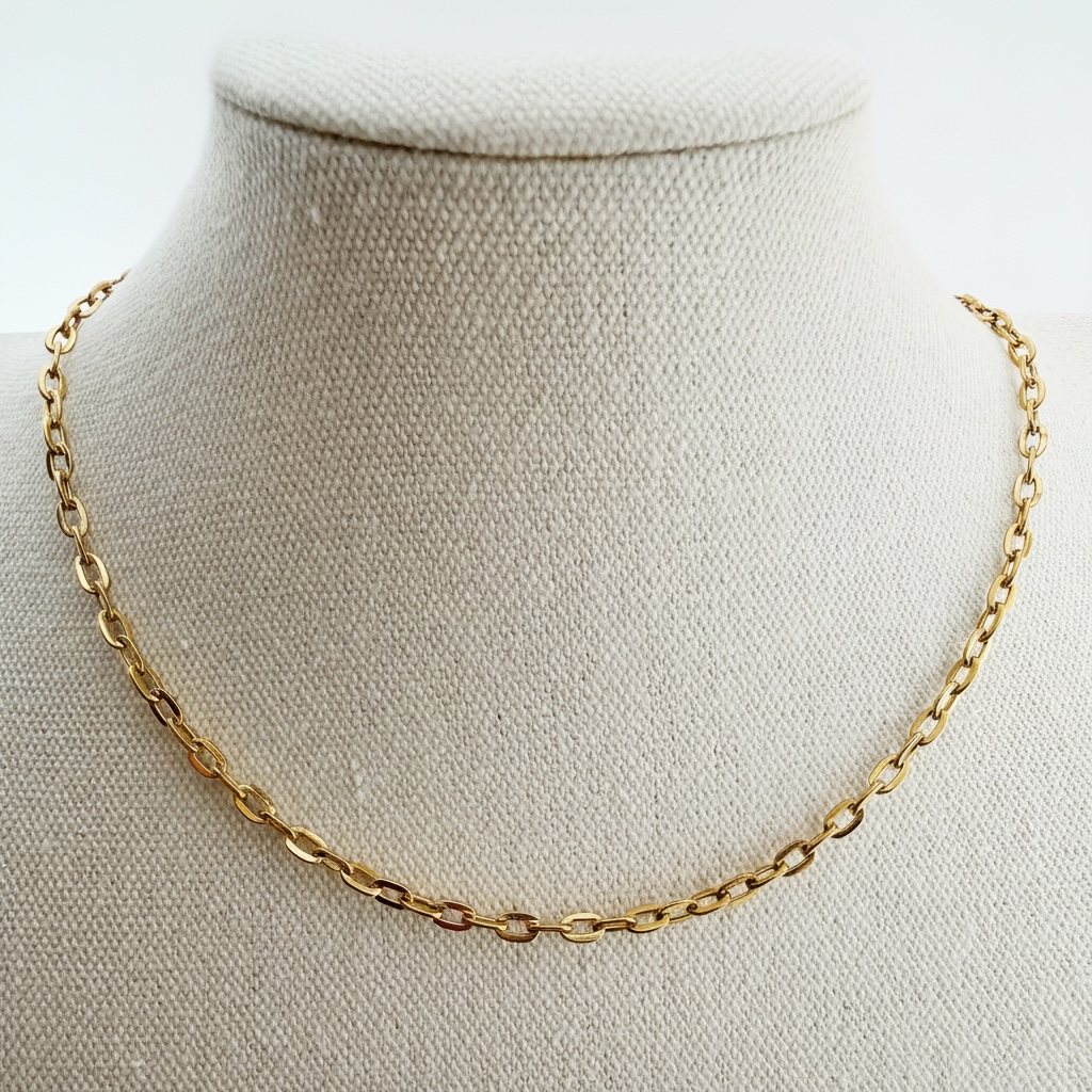 18K Gold Plated Oval Cable Chain Necklace