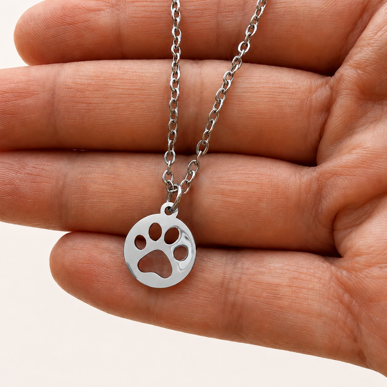 Stainless Steel Paw Print Necklace
