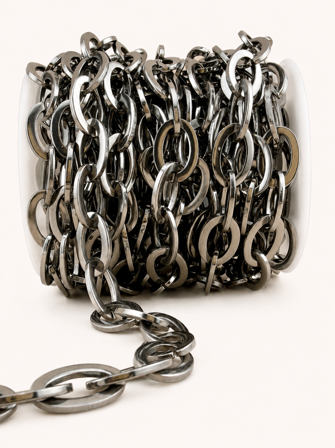 Smoky Silver Oval Statement Chain – 15x10mm (By the Foot)