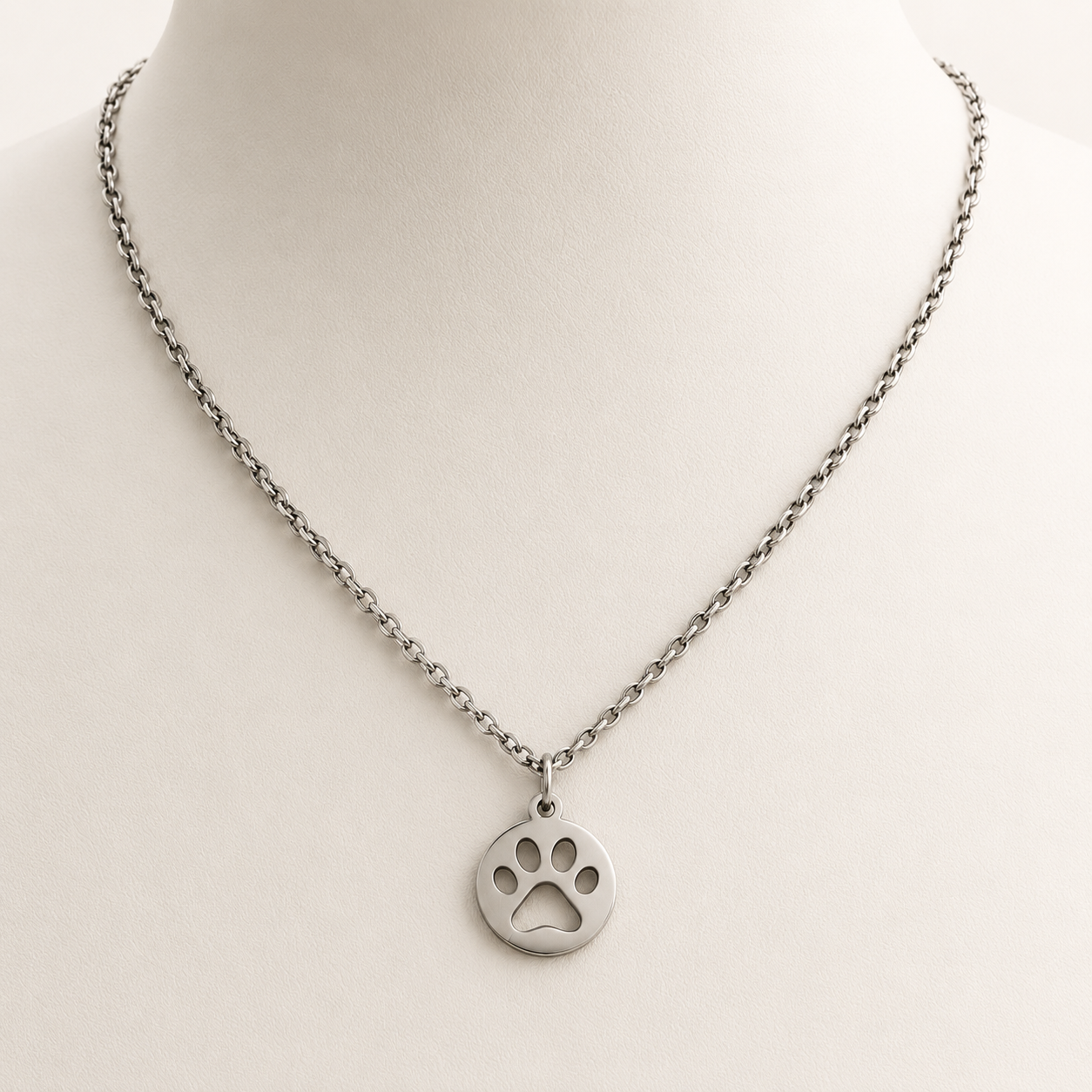 Stainless Steel Paw Print Necklace