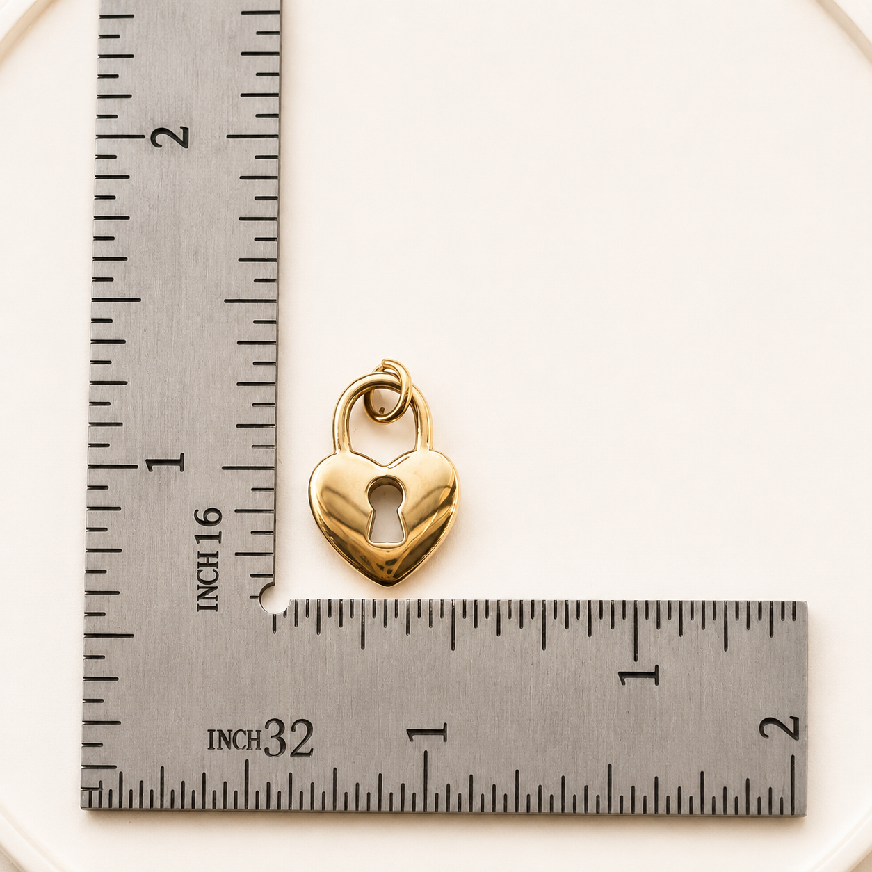 16mm Heart Lock Charm - 316 Surgical Steel | Real 14K Gold