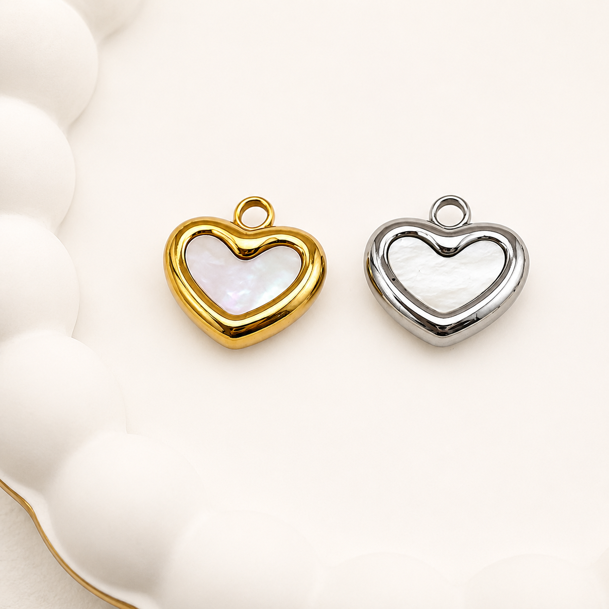 11mm Shell Heart Charm -Gold & Silver Finishes
