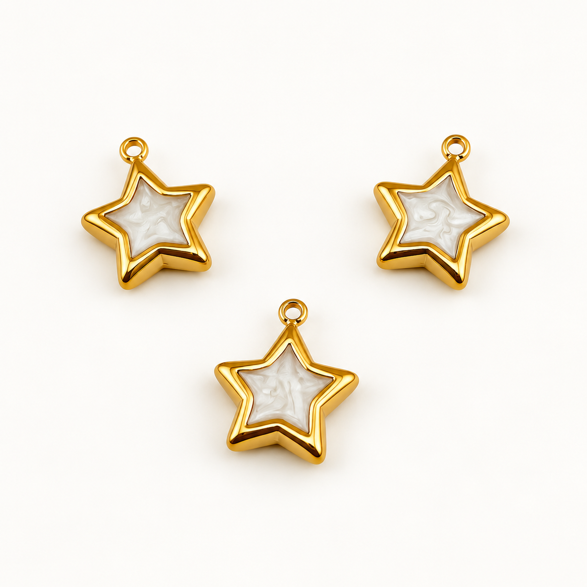 White Enamel Star Charm – 16mm
