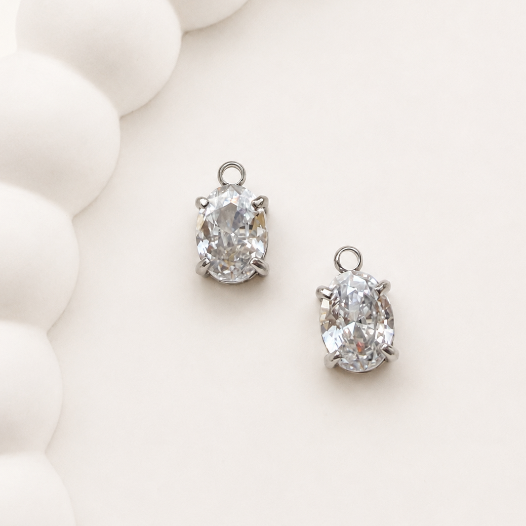 Oval Cubic Zirconia Charm – Multiple Sizes