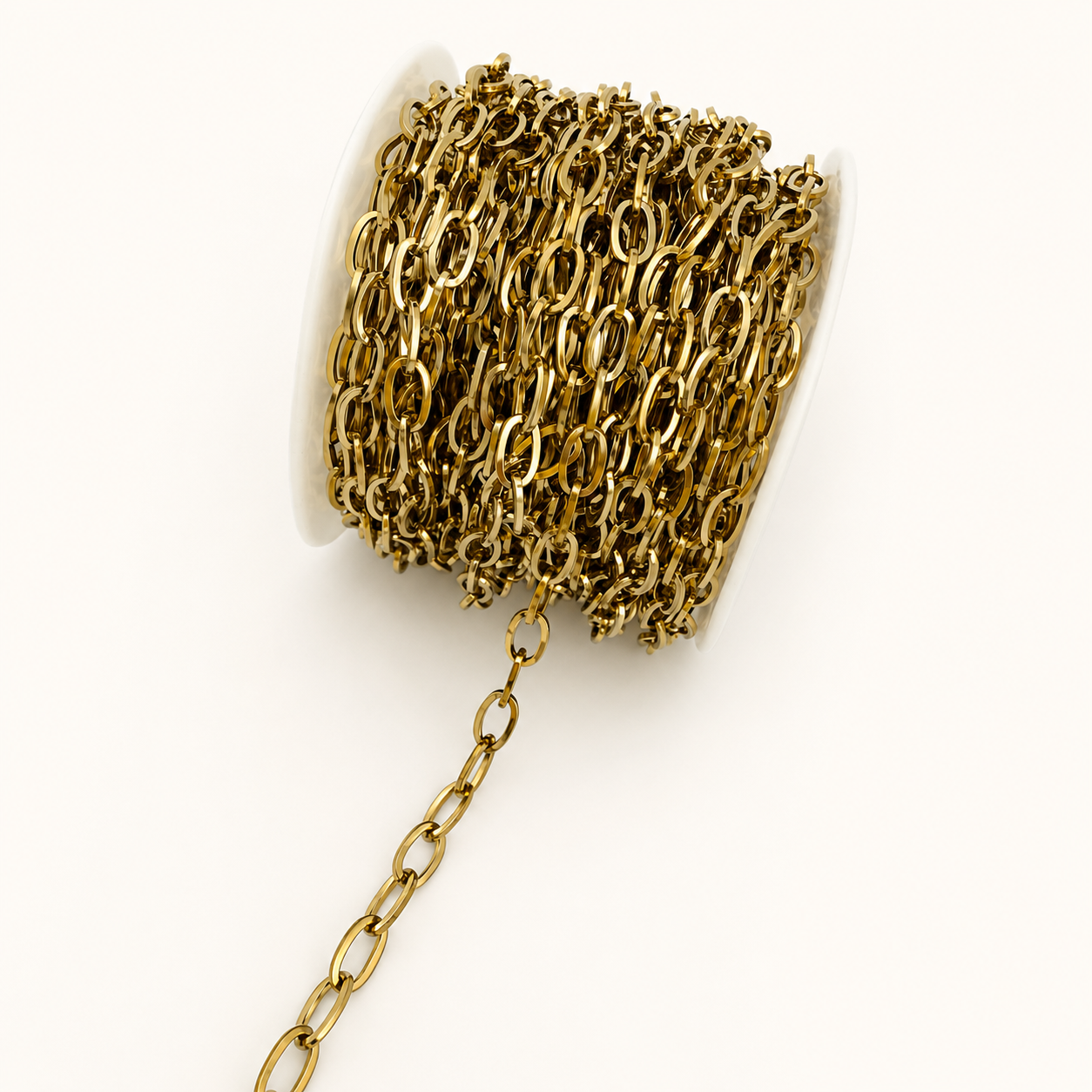 18K Gold Flat Oval Cable Chain - 7x4mm