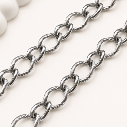 Textured Twisted Curb Chain – 13.5mm (By the Foot)