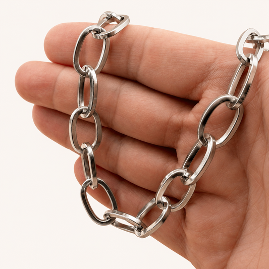 Large Flat Oval Cable Chain - 17.5mm (By the Foot)