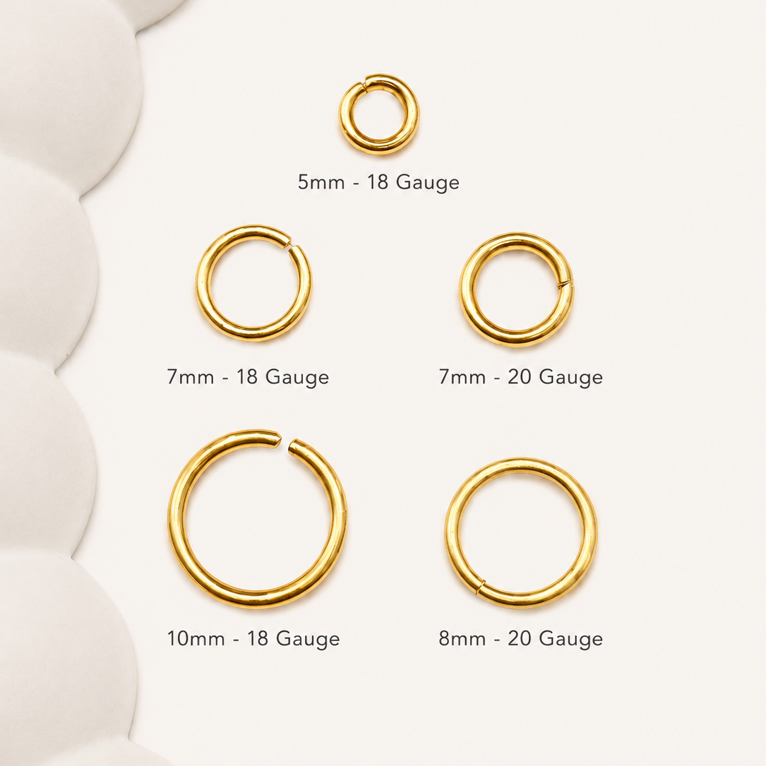 24K Gold Open Jump Rings - Multiple Sizes