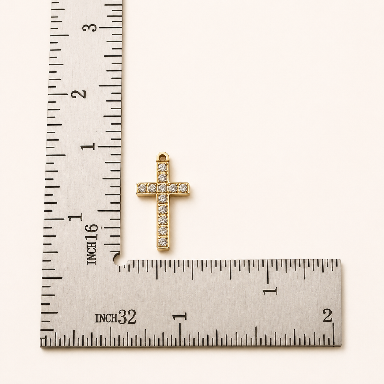 316L Light Gold Lumi Cross Pendant  - 17×9.5mm