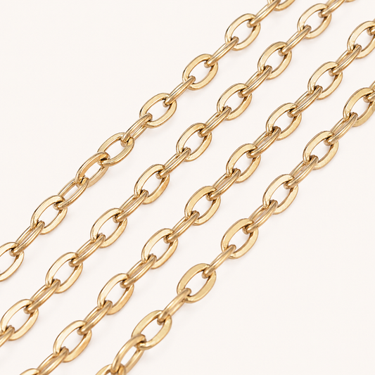 Gold Oval Cable Chain - 6x4mm (By the Foot)