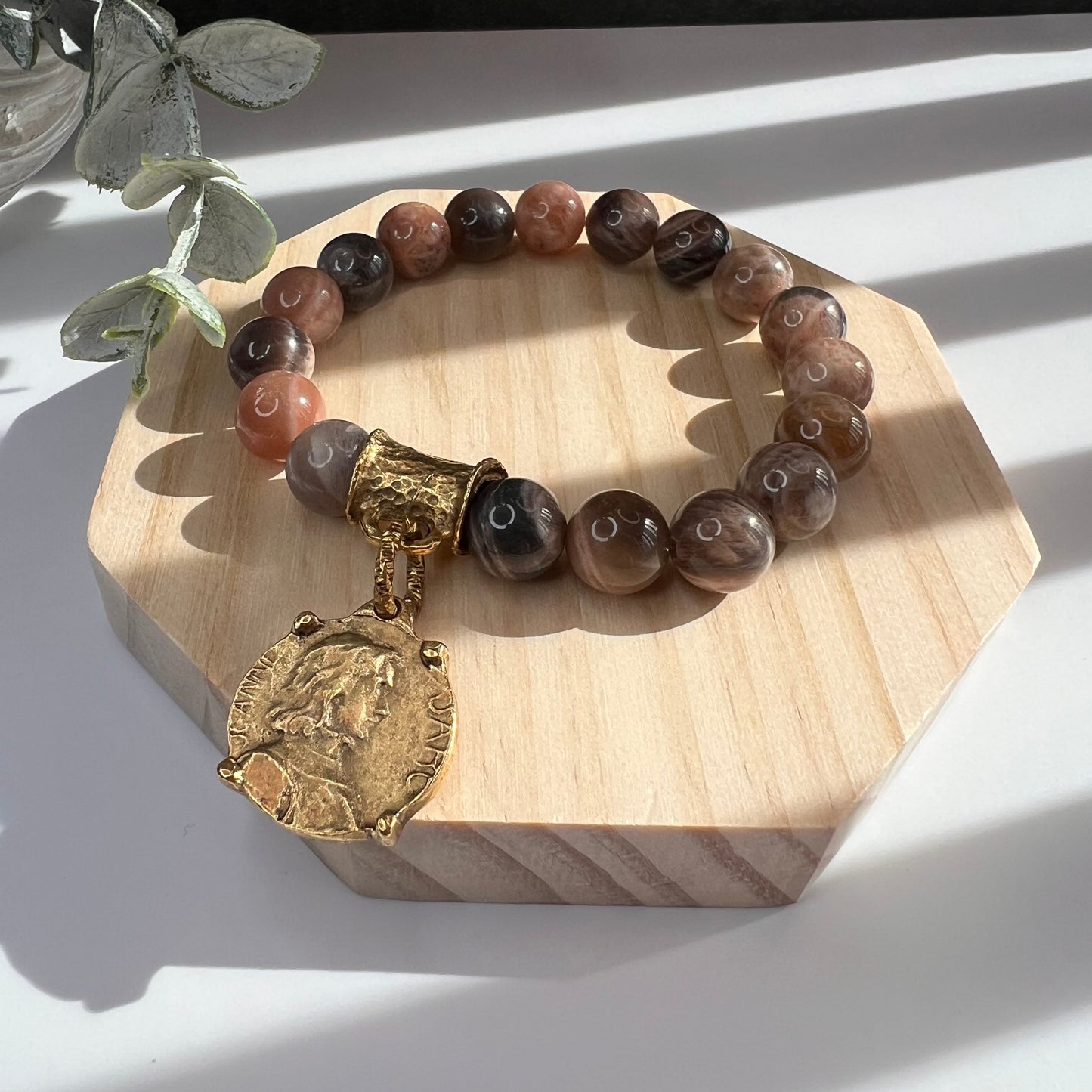 Joan of Arc Coin Sunstone Bracelet
