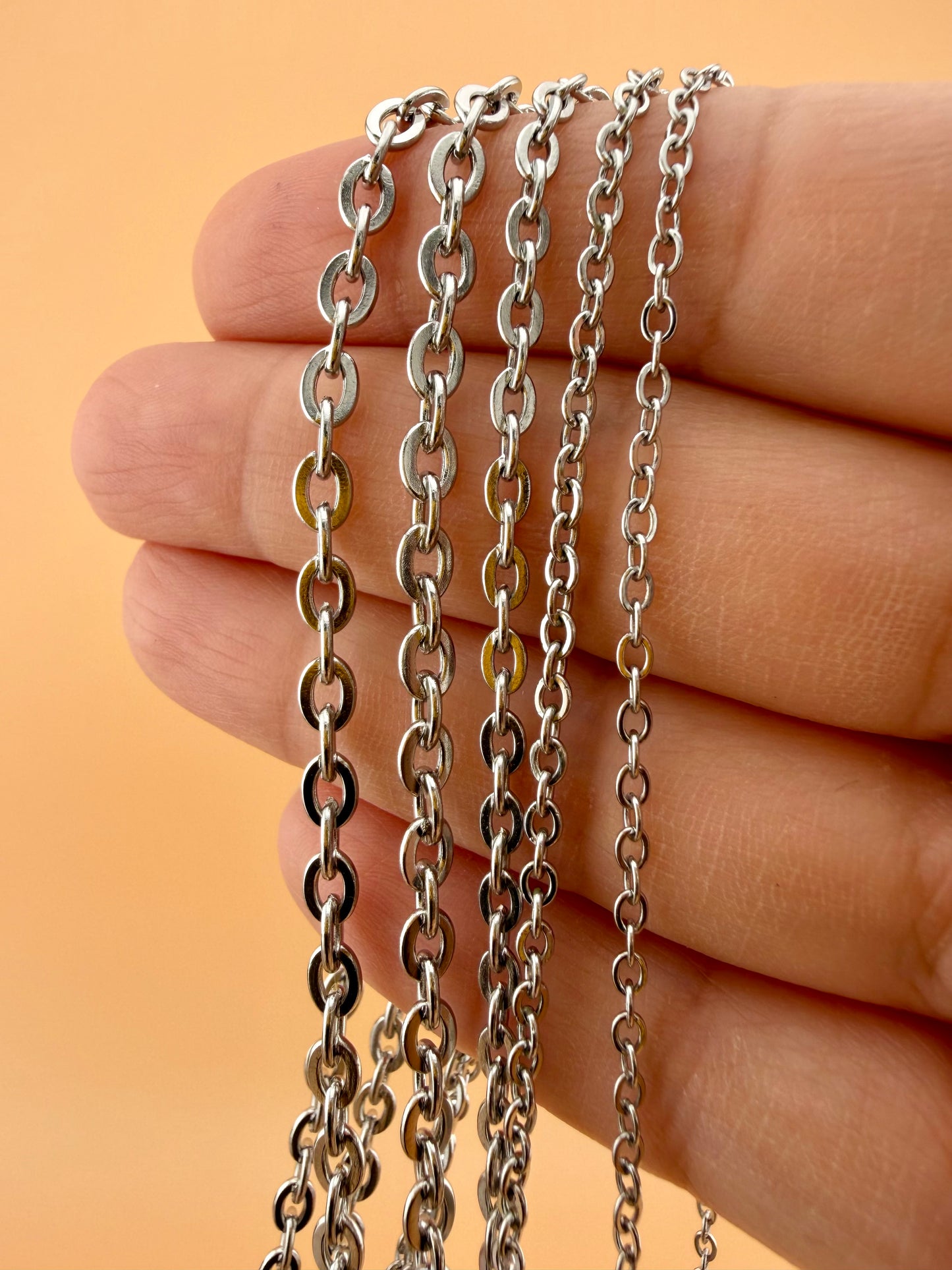 Flat Oval Cable Chain - Multiple Sizes (By the Foot)
