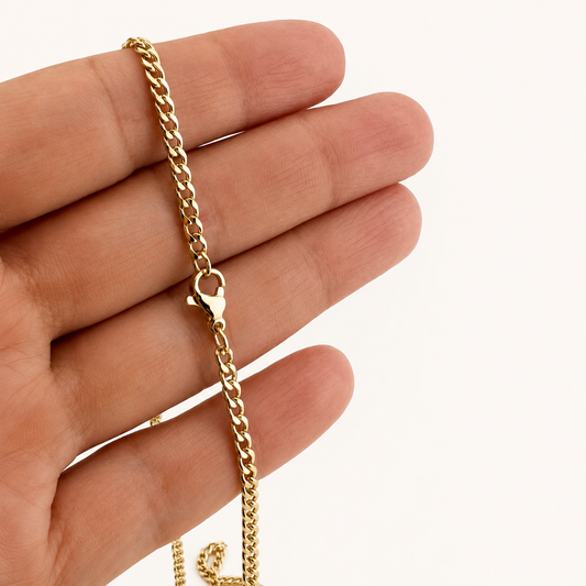 Light Gold Curb Chain Necklace - 21"