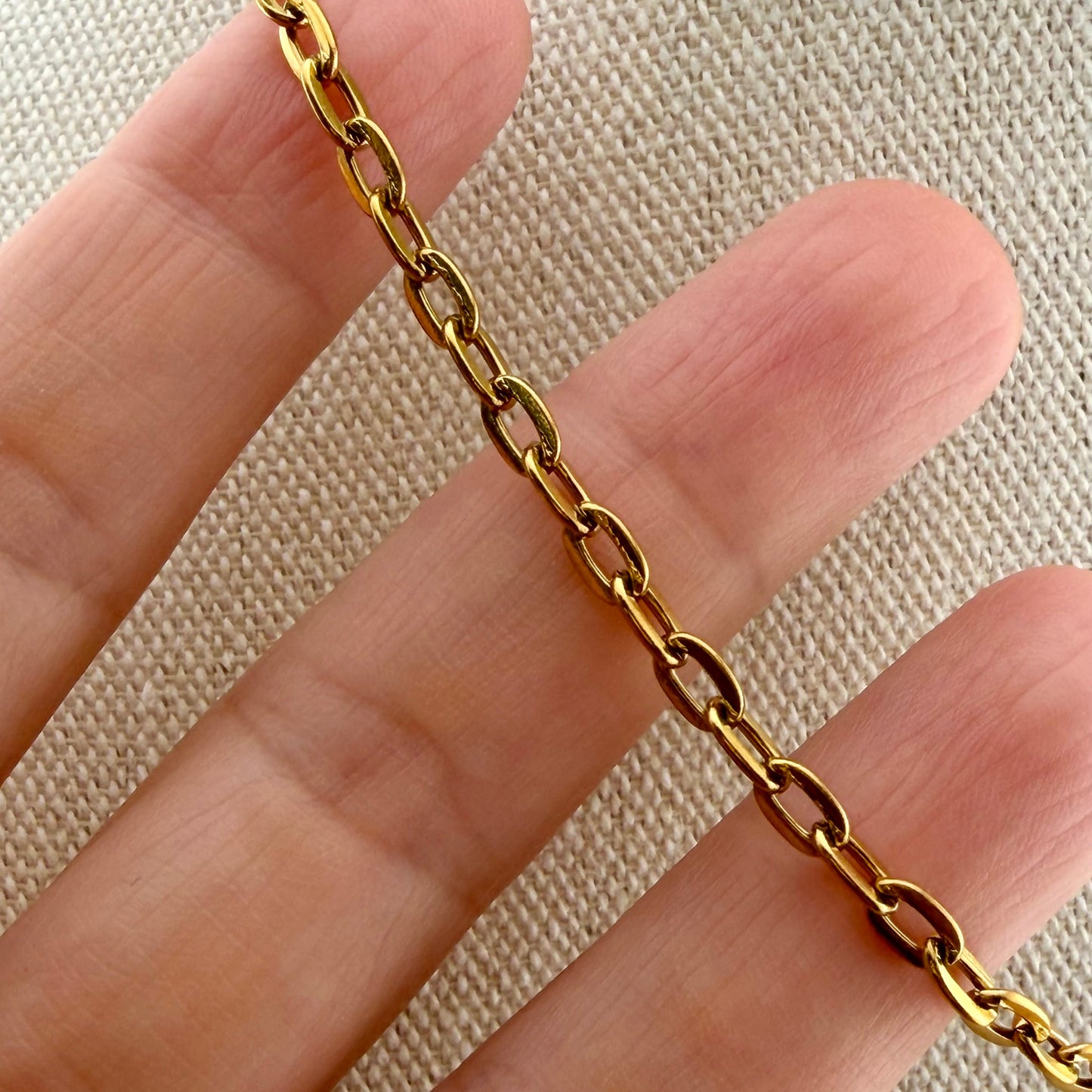 18K Gold Plated Oval Cable Chain Necklace