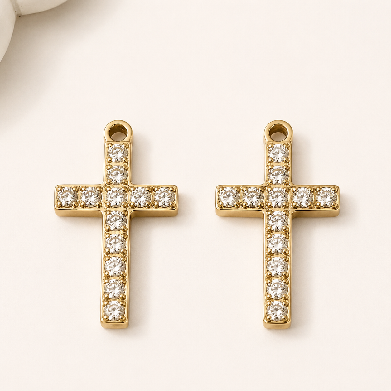 316L Light Gold Lumi Cross Pendant  - 17×9.5mm