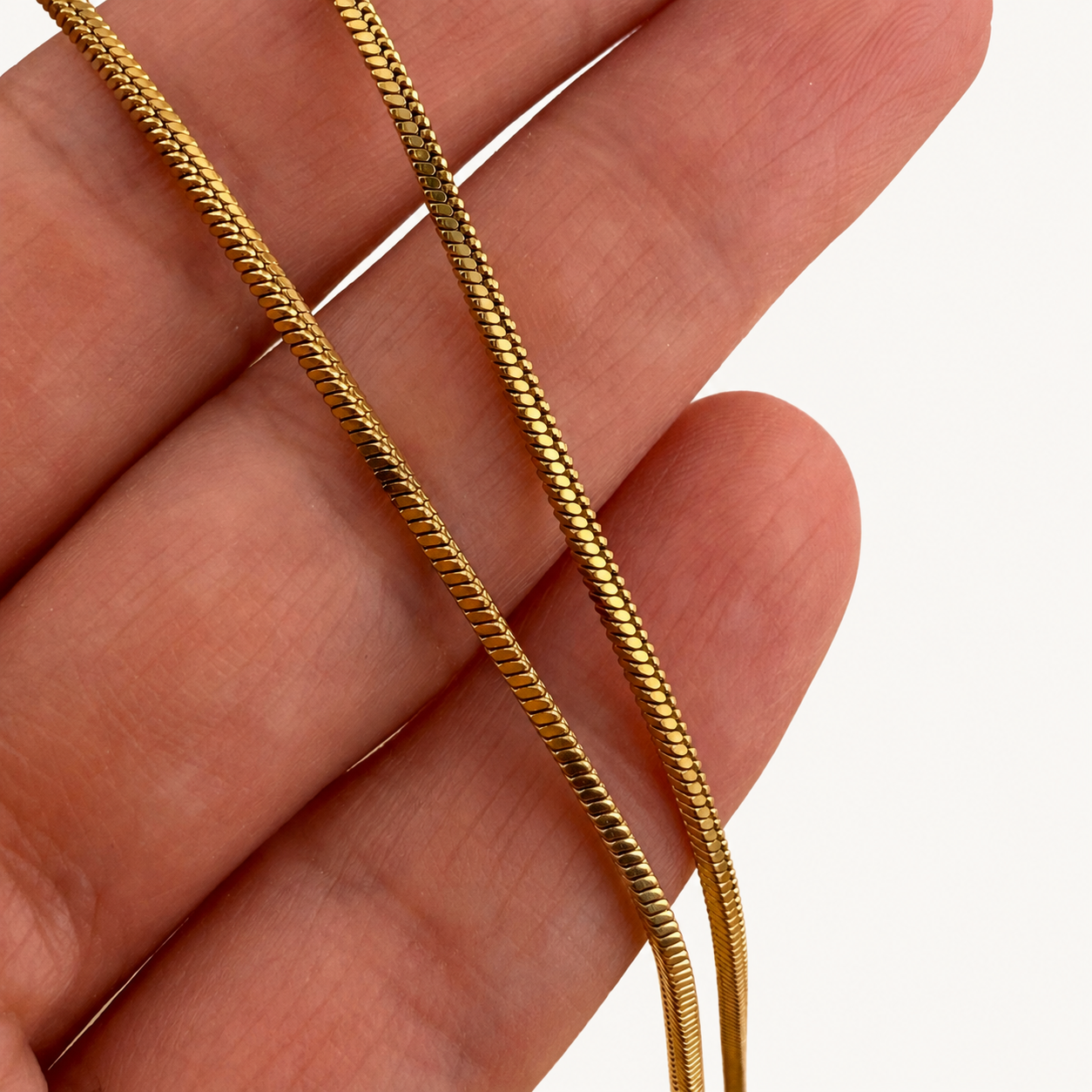 1.5mm 18k Gold Square Snake Chain Necklace - 20"