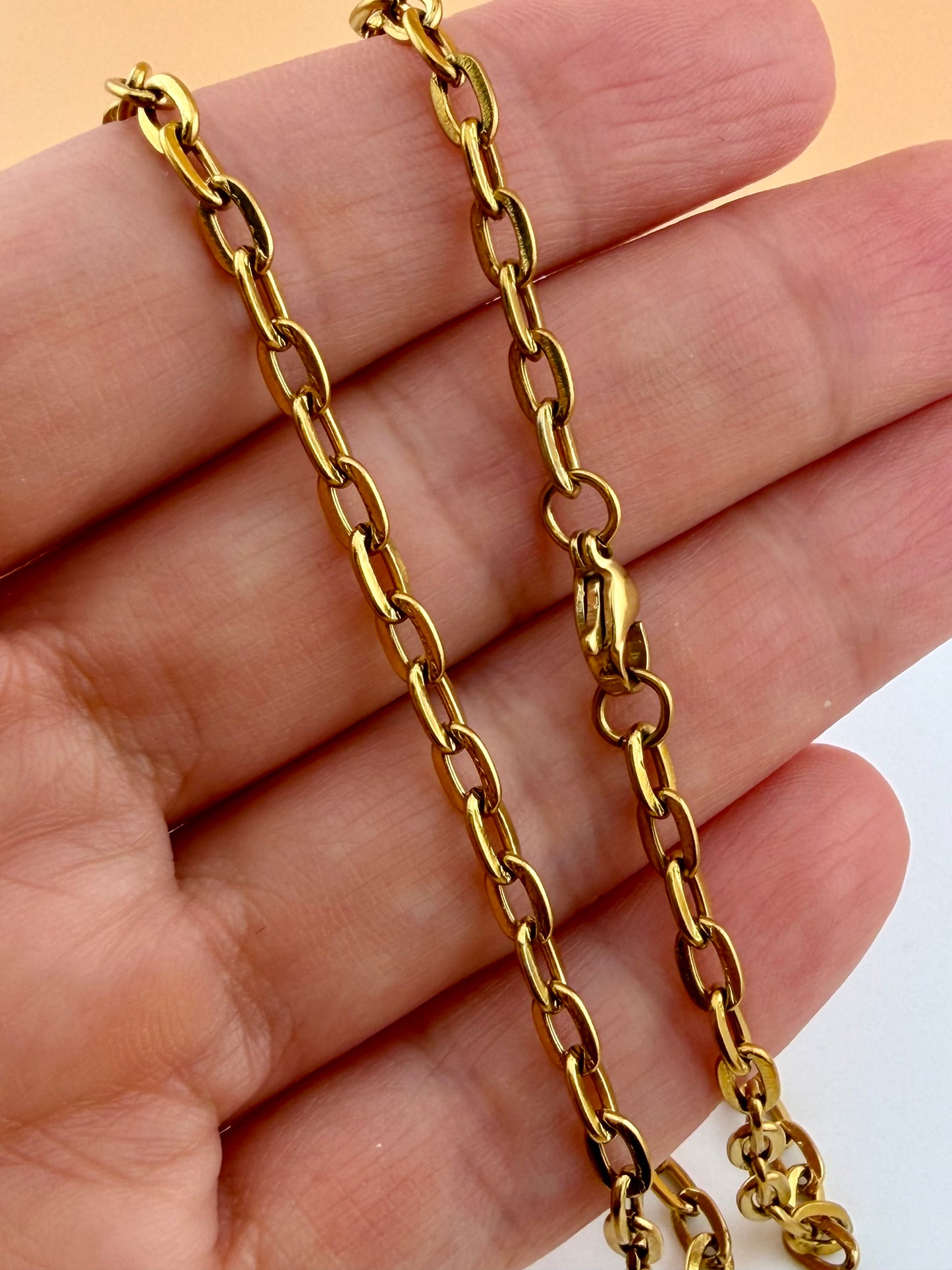 18K Gold Plated Oval Cable Chain Necklace