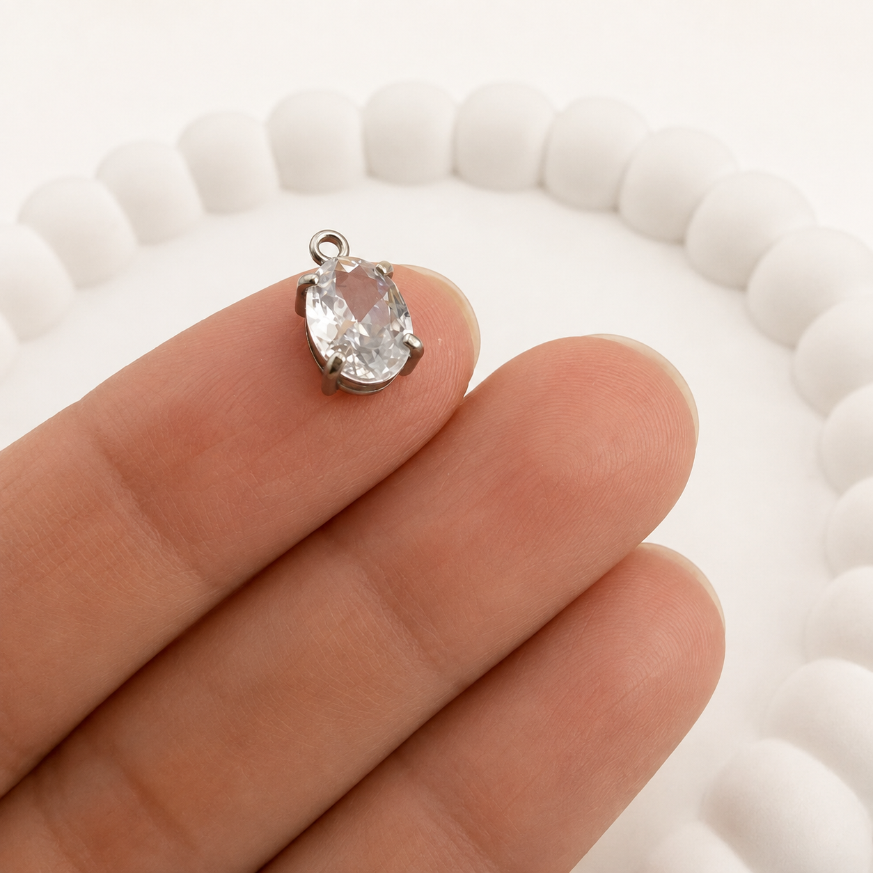 Oval Cubic Zirconia Charm – Multiple Sizes