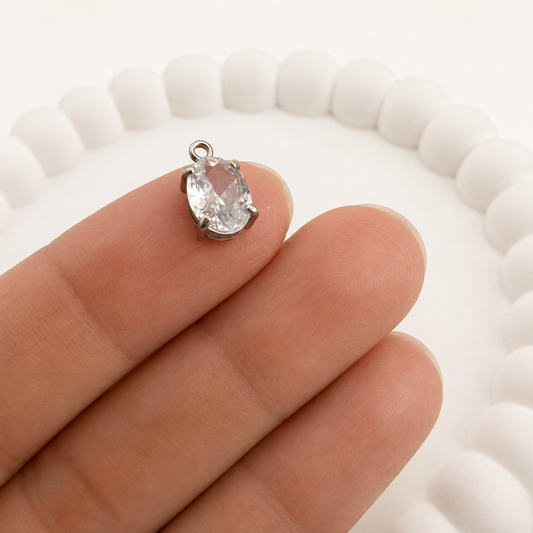 Oval Cubic Zirconia Charm – Multiple Sizes
