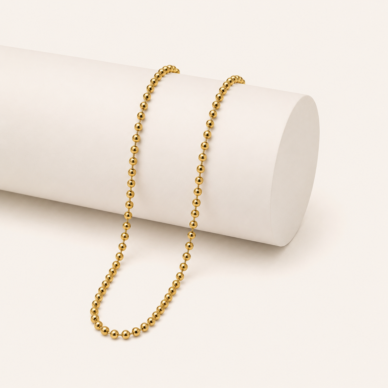 18K Gold PVD 2mm Ball Chain Necklace - 15.75"