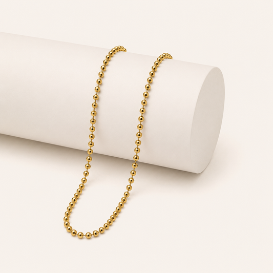 18K Gold PVD 2mm Ball Chain Necklace - 15.75"