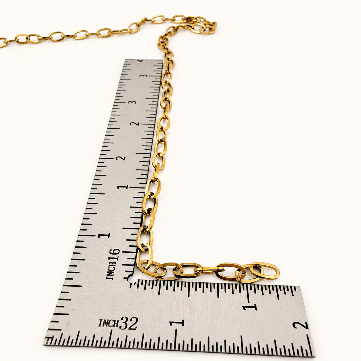 18K Gold Flat Oval Cable Chain - 7x4mm