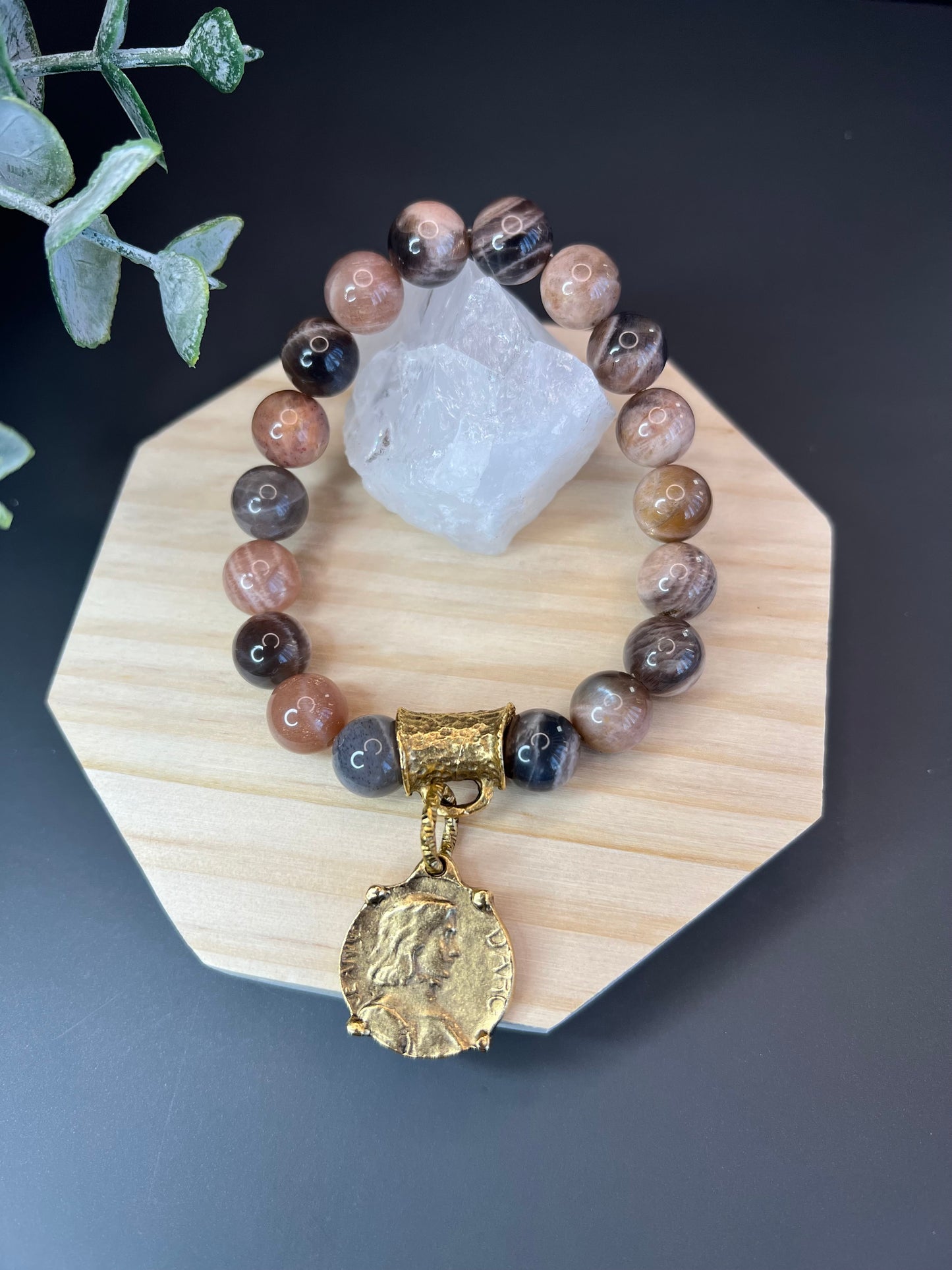 Joan of Arc Coin Sunstone Bracelet